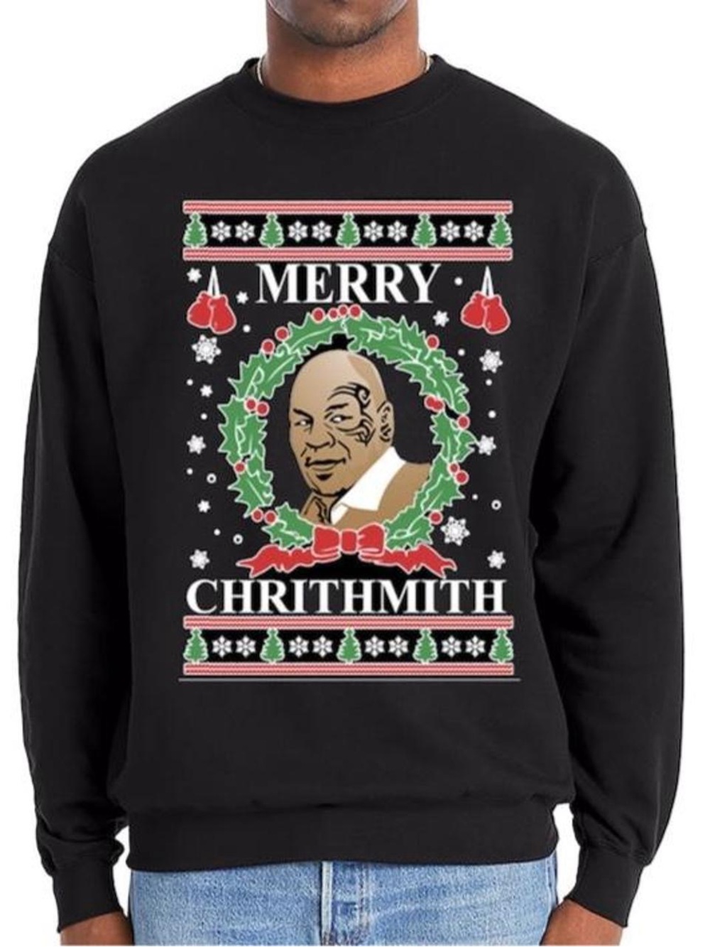 Mike Tyson Ugly Christmas Sweater Merry Chrithmith Unisex Size Medium Sweatshirt